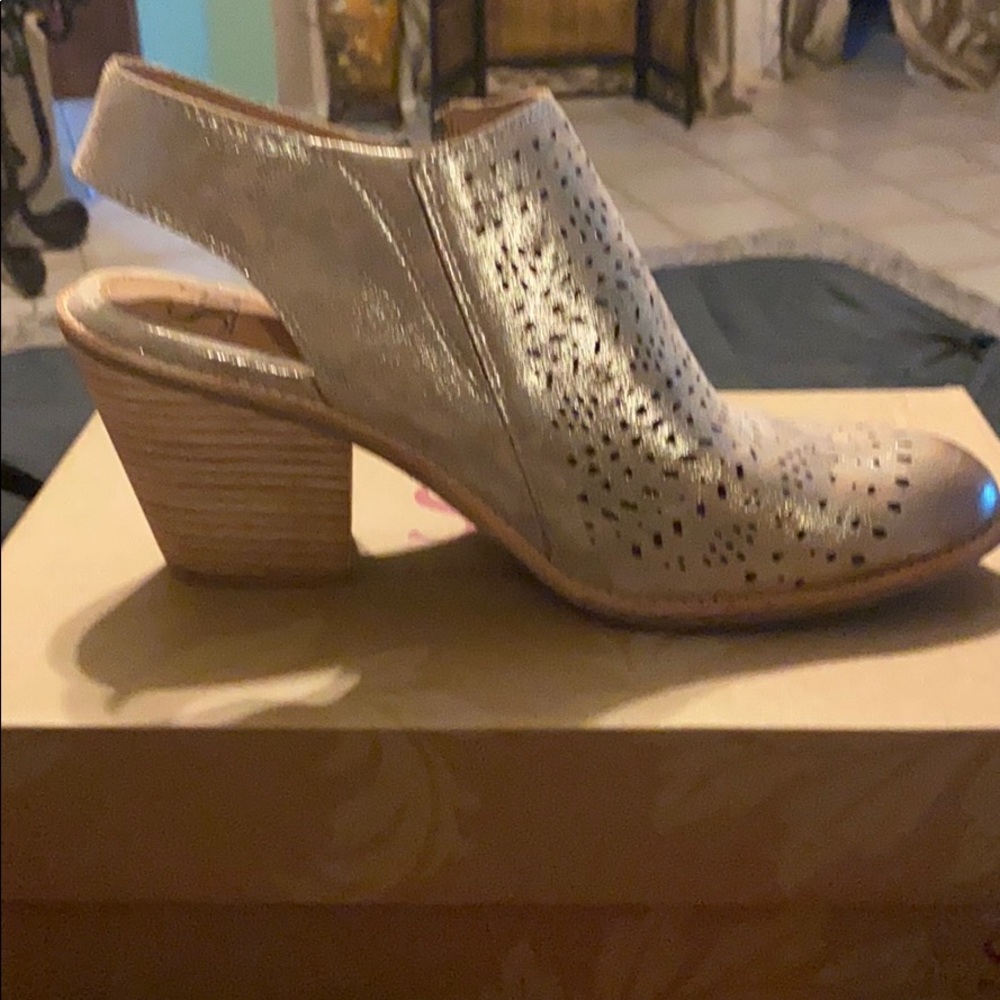 Metallic Open heel boot